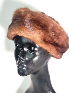 Glenover Faux Fur Pillbox Brown Hat Interior Trim 8" Diameter USA Round - Picture 1 of 5