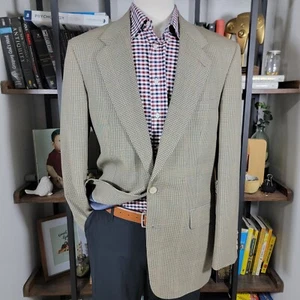 Lands End Men's Sport Coat Blazer Two Button Checked Brown Canvas Wool Sz 42L - Picture 1 of 17