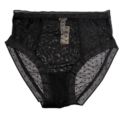 NWT AERIE High Waisted Boybrief Pantie/Underwear S-M-L Black Sheer #073 - Image 1 of 4