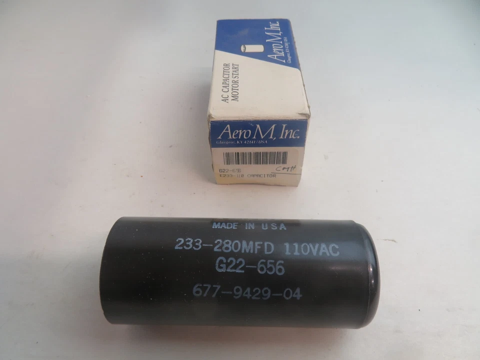 AERO M INC AC CAPACITOR MOTOR START 110VAC G22-656 622-656 NOS Foto 1 de 3