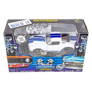 Muscle Machines Build It '66 Mustang GT-350 1/24 Diecast Car White Blue Stripes - Picture 1 of 4