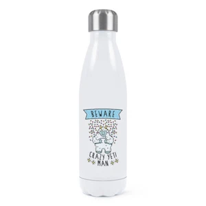 Beware Crazy Yeti Man Double Wall Water Bottle Funny Thermal Monster - Picture 1 of 1