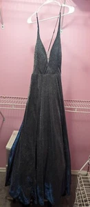 My Michelle Prom Pageant Bridesmaid Formal Dress Size 13 Black Silver Blue  - Picture 1 of 6