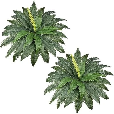  Artificial Boston Fern Greenery Bush for Indoors Outdoor, 2pcs Large Fake  Foto 1 de 4
