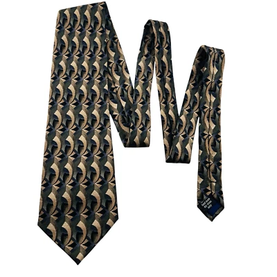 Corbata 100% Seda Retro Patrón Geométrico XL LARGA Carlos Devenezia 62 x 4" Foto 1 de 3