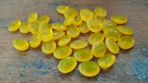 ♡Nr.G17a- 15 piezas piedras de vidrio antiguas amarillo pulido facetado 10 x 8 mm nuevo plantilla♡ - Imagen 1 de 2