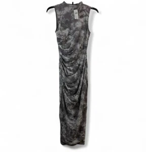 Windsor Gray Floral Ruched Midi Dress Size S - Picture 1 of 15