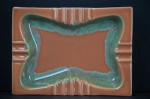 California Pottery USA 3507 Orange Green Drip Glaze Ashtray Vintage Retro MCM - Picture 1 of 8