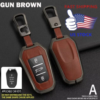 Funda Llavero Cuero Aleación Marrón Pistola Para Peugeot 2008 3008 4008 5008 508 Foto 1 de 4