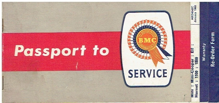 LIBRO DE REGISTRO DE SERVICIO AUSTIN MORRIS MINI INCL COOPER RILEY ELF WOLSELEY HORNET '66 Foto 1 de 1