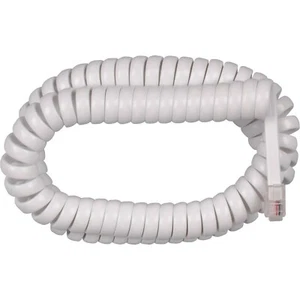 12' ft Telephone Handset COIL Cord Phone Cable 4 Wire Line W Jacks RJ-22 White - Picture 1 of 1