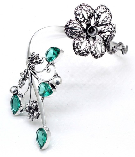 VALENTINO Bracciale gioiello pietre preziose tormalina verde argento sterling 925 misura ADJ