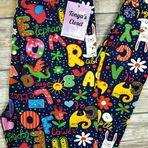EXTRA PLUS Divertidas Leggings Alfabeto Coloridas ABC Maestro Regalo Mantecoso Suave 16-24 - Imagen 1 de 7