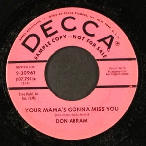 DON ABRAM: your mama's gonna miss you / the queen and the joker DECCA 7" Single - Picture 1 of 2