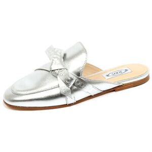 F9626 sabot donna silver TOD'S scarpe fiocco bow loafer shoe woman