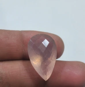 27.10 Crt Unique Rose Quartz Chekkar Cut Pear Shape Loose Gemstone For Jewelry - Picture 1 of 9