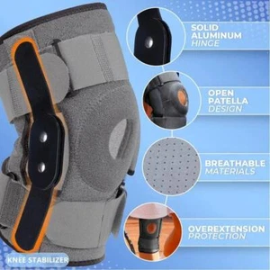 Compression Knee Brace Patella Support Sport Joint Pain Sleeve Hinges Plus Size - Picture 1 of 26