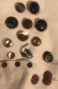 Vtg buttons lot Of 19 coat 1" to 1/2” Large Leather Coat 1960s Goldstone Brown - Picture 1 of 5