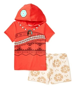 Moana Disney Princess Hoodie Shirt Shorts Set Outfit Costume Hood Size 4 6 8 NWT - Picture 1 of 3