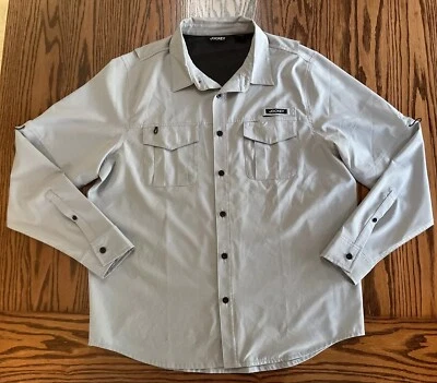 Jockey Shirt Mens Medium Gray Button Up Outdoors Fishing Camping Long Sleeve Lg - Image 1 of 4