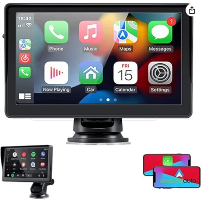 Monitor 7 Pollici stereo auto Portatile wireless Apple Carplay Android Bluetooth - Immagine 1 di 4