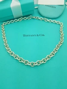 Tiffany & Co. Sterling Silver 8mm Round Link 18 Inches Chain Necklace - Picture 1 of 14