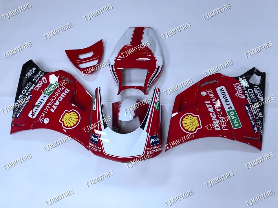 For Ducati 748/996/916 96-02 Red White ABS Injection Bodywork Race Fairing Kit - Image 1 of 4