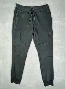 Polo Ralph Lauren Double Knit Cargo Jogger Pant Boys S Black Pockets Drawstring - Picture 1 of 12
