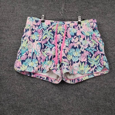 Pantalones Cortos Lilly Pulitzer Mujer XL Multicolor Tiro Alto Frente Plano Floral Cordón Foto 1 de 4