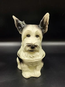 Vintage Scottie Dog Shaped Ceramic Lidded Jar, Box, Marked 'Foreign' - Picture 1 of 18
