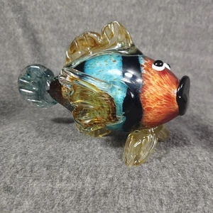 Studio Art Glass Blown Colorful Tropical Clownfish Beach House Centerpiece 8'" - Picture 1 of 24
