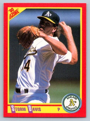 1990 Score Storm Davis #266 Oakland Athletics - Image 1 of 2
