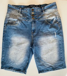 City Chic Womens Denim Shorts Harley Corset Size 18 Blue - Picture 1 of 8