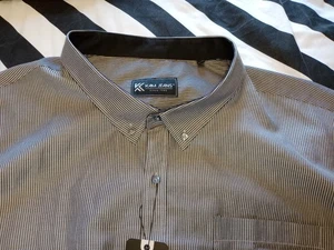 Camisa Kam Jeans Para Hombre 8XL Negra Blanca Rayas Manga Corta Cuello Abotonado  - Imagen 1 de 6