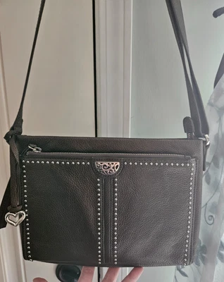 Brighton Jagger Cross Body Organizer Purse- Leather- Pewter Pearl Brown- Studded - Image 1 of 4
