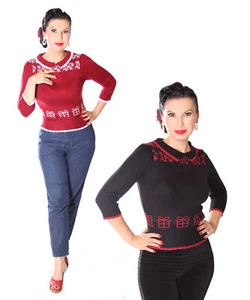 SugarShock Mirtha 50s Retro Christmas Gift Jumper Rockabilly Christmas Sweater - Picture 1 of 12