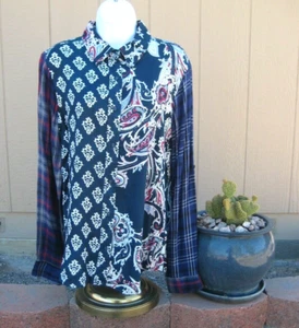 Blusa manga lg HANNAH con lengüetas de botón patrón múltiple botones patrones mixtos nueva con etiquetas - Imagen 1 de 8