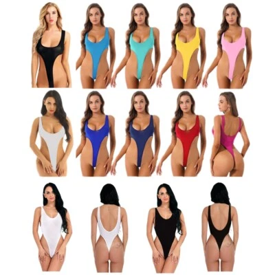 Damen Body durchsichtig Stringbody Bikini Rückenfrei High-Cut Bodysuit Badeanzug - Bild 1 von 2