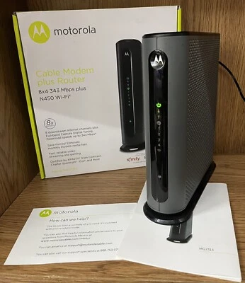 Motorola MG7315 8x4 DOCSIS 3.0 Cable Modem Plus N450 Router + Power Cable EUC - Image 1 of 4