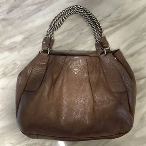 PRADA CERVO LUX HOBO BAG CHOCOLATE BROWN 💯Authentic (Great Condition) - Picture 1 of 8