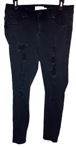 Torrid Jeans 10 R Black Distressed Torn 5 Pocket Bombshell Skinny Premium  - Picture 1 of 6