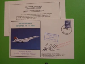 FDC COVER CONCORDE FLOWN DELIVERY FLIGHT FILTON - HEATHROW SIGNED GRIFFIN - Picture 1 of 2