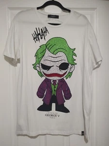 Avenue George V Paris Men's White T-Shirt The Joker Tee Rhinestone Fitted NWT - Picture 1 of 5