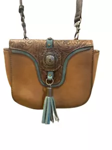 Justin Boots Western Concho Quaste braun Umhängetasche kleine Handtasche Cowgirl Boho - Bild 1 von 11