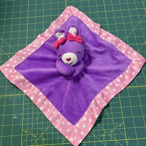 Fisher Price Bunny Rabbit Plush Lovey Security Blanket Purple Pink Stars Satin - Picture 1 of 6