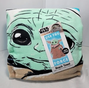 Grogu the Child Baby Yoda Star Wars Mandalorian Beach Towel "Use the Force" New - Picture 1 of 6