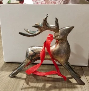 Vintage Solid Brass Reindeer Christmas Ornament - Picture 1 of 3