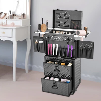 Estuche de cosméticos enrollable de 4 capas Estuche de viaje para maquillaje de peluquería rectangular Foto 1 de 4