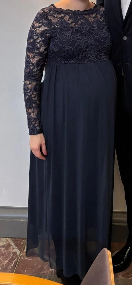 Umstandskleid, festlich, blau mit Spitze, mama:licious, Gr. M, inkl. Strumpfhose - Bild 1 von 4