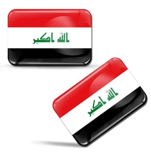 2 x 3D Gel gewölbte Aufkleber Abziehbild Auto Car Moto Helm Laptop Irak Flagge - Bild 1 von 7